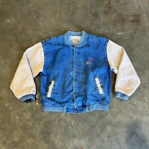 Vintage Mesara Airlines Denim Canvas Varsity Jacket